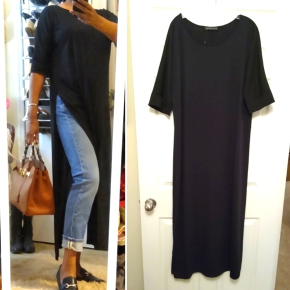 Zanzea Tops - ZANZEA tunic, long black with side slits XXL
